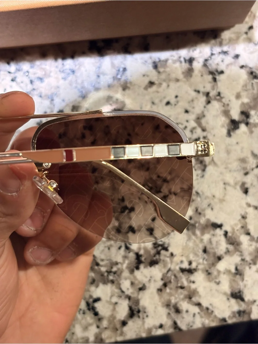 Burberry Brown Gradient Aviator Sunglasses with Gold Frame